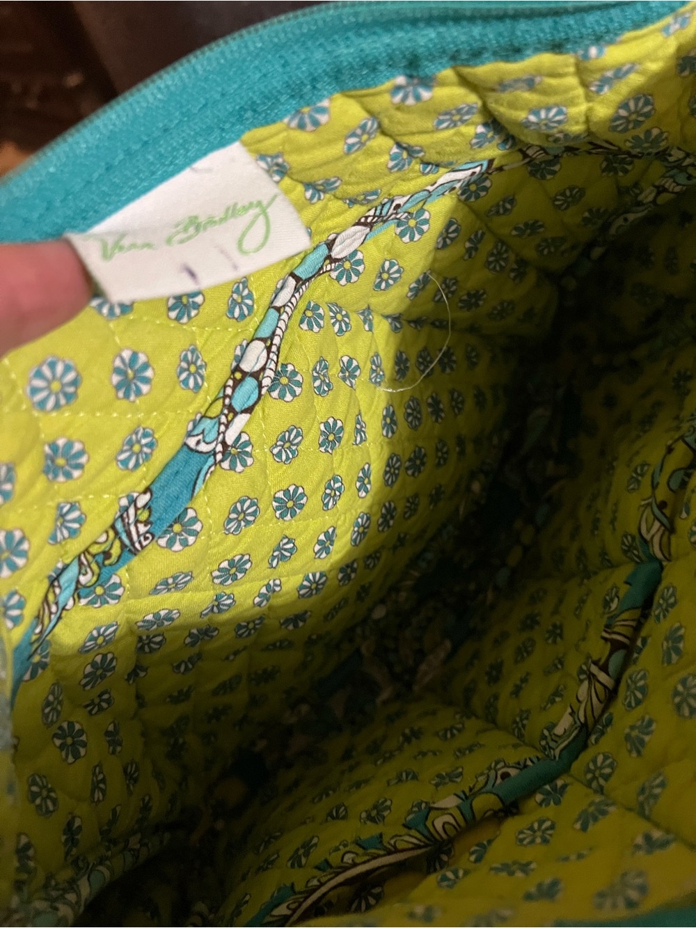 Vera Bradley Quilted Retired Peacock Crossbody Bag in Teal and Yellow - Picture 10 of 13